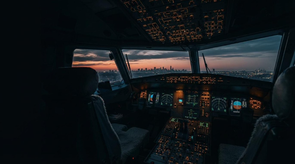Aircraft cockpit dashboard with dozens of gauges, dials, and controls — the overwhelming complexity of modern online visibility